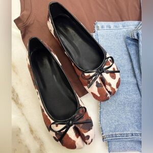 Cow Print Split Toe Ballet Shoe